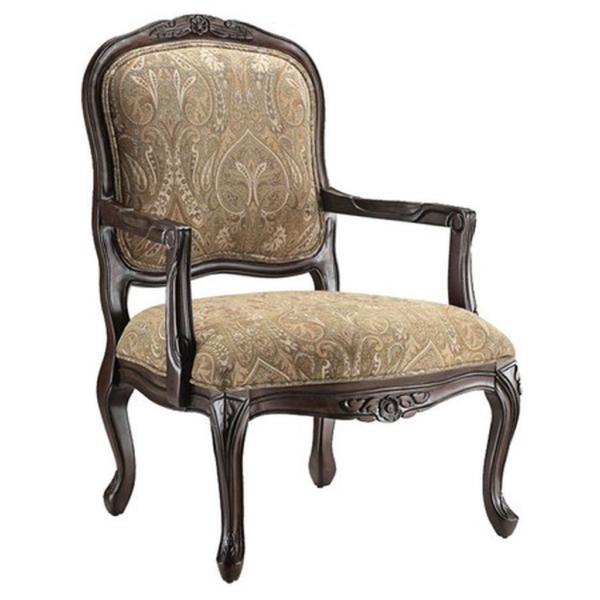 Classic French Style Beige and Brown Linen Sofa with Wood Frame