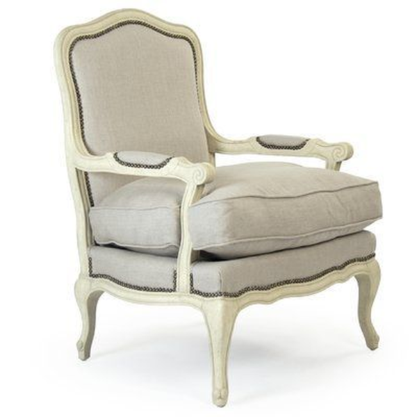Classic French Style Linen Sofa with Wood Frame