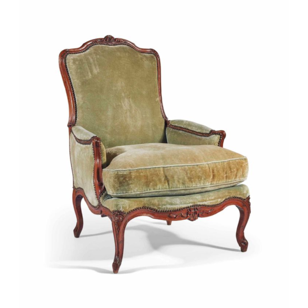 Classic French Style Green Linen Sofa with Wood Frame