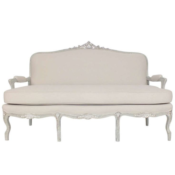 Classic French Style Sofa with Linen Upholstery
