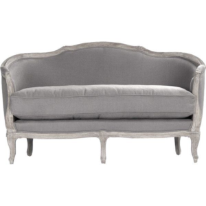 Classic French Style Linen Sofa with Wood Frame