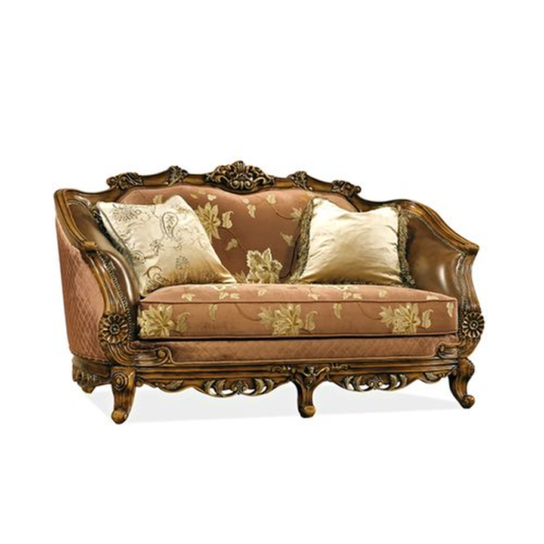 Classic French Style Beige Linen Sofa with Wood Frame