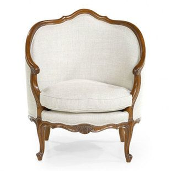 Classic French Style Beige Linen Sofa with Carved Wood Frame