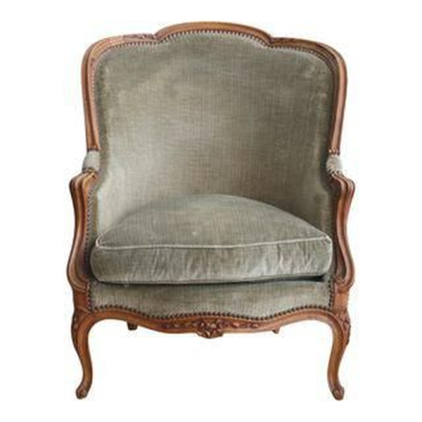 Classic French style green linen sofa with wood frame