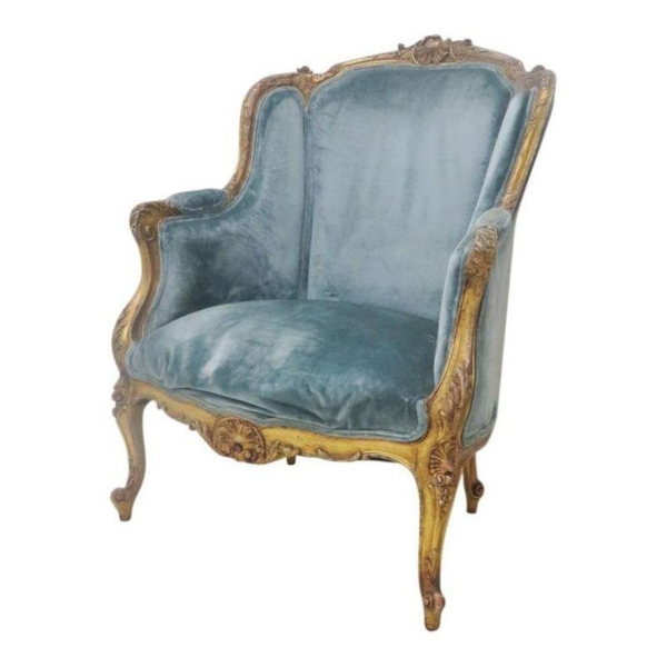 Classic French Style Velvet Blue Sofa - Daabadi Furniture