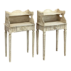 Classic French White Wood Carved Bedside Table