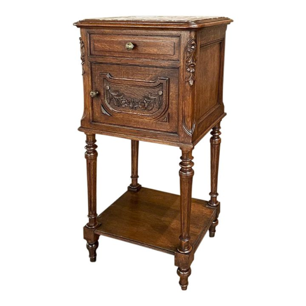Classic French Wood Carved Bedside Table