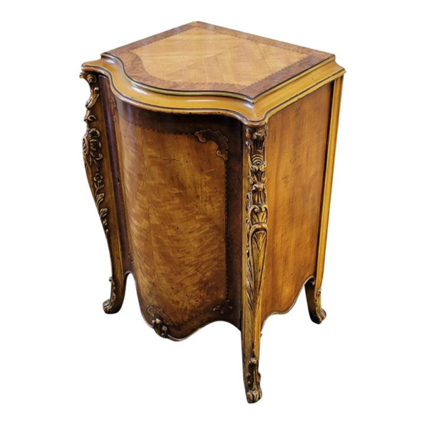 Classic French bedside table with carved wood detail