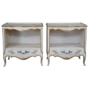 Classic French bedside table Wood with White Finish