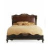 Classic Leather and Wood Bed with Ornate Detailing