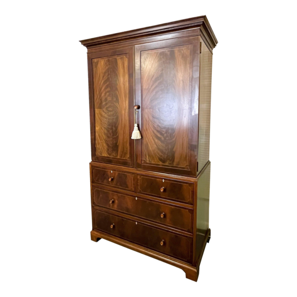 Classic brown mahogany wood wardrobe with ample storage