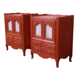 Classic Mahogany Wood Nightstand with Lattice Doors