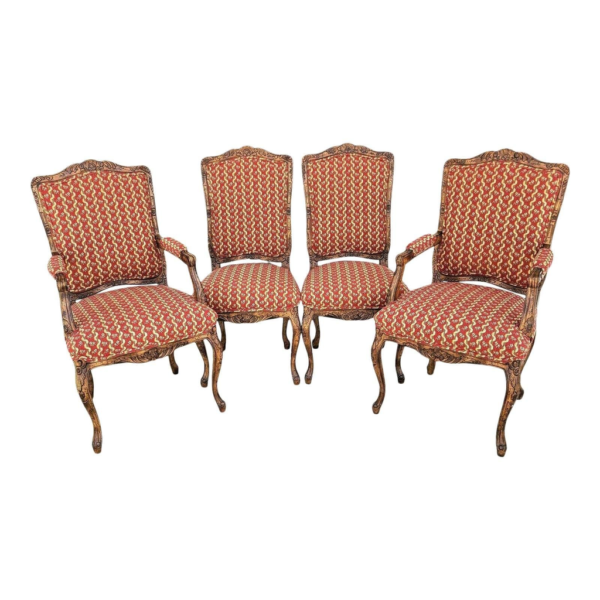 Classic Rococo Wood Dining Chair Red and Gold