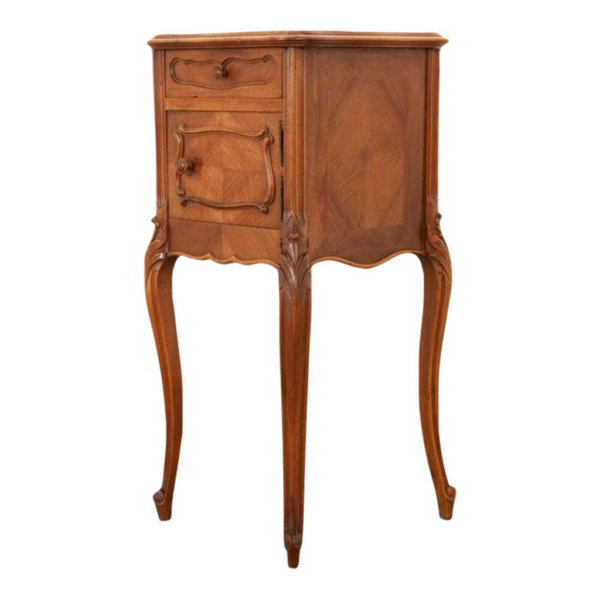 Classic Rococo Wood Nightstand with Carvings
