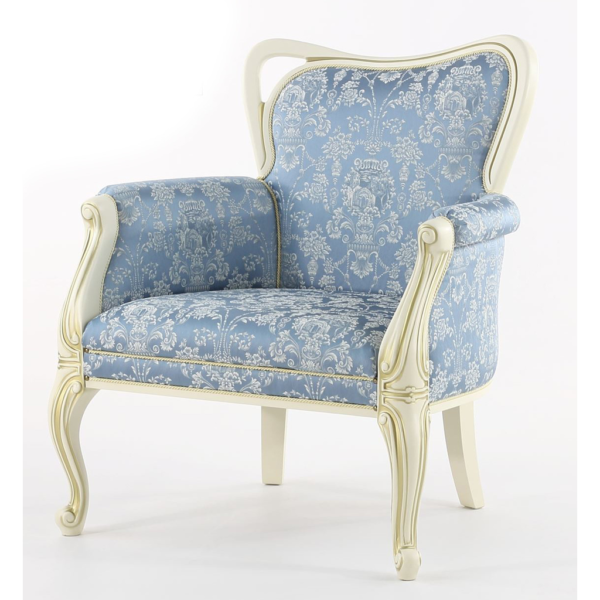 Classic Style Blue Floral Linen Sofa by Daabadi Furniture