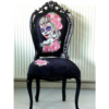Classic Style Black and Pink Floral Dining Chair