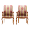Classic Style Dining Chair with Wood Frame and Patterned Fabric