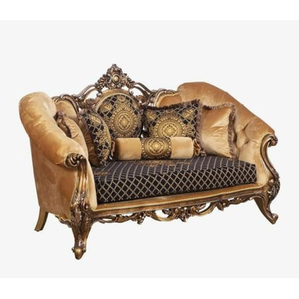 Classic Style Gold and Black Carved Sofa