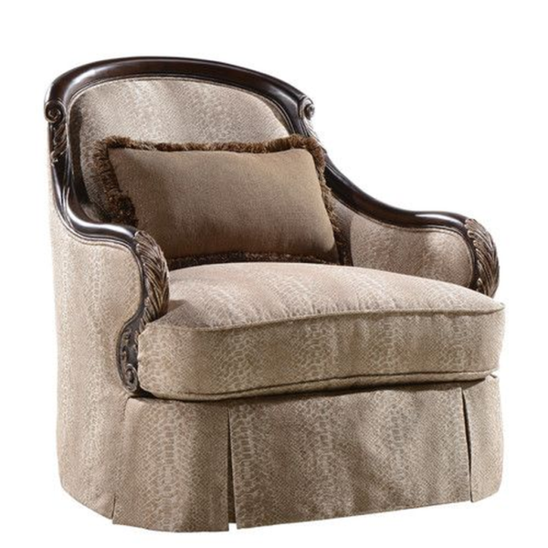Classic beige linen sofa with wood frame