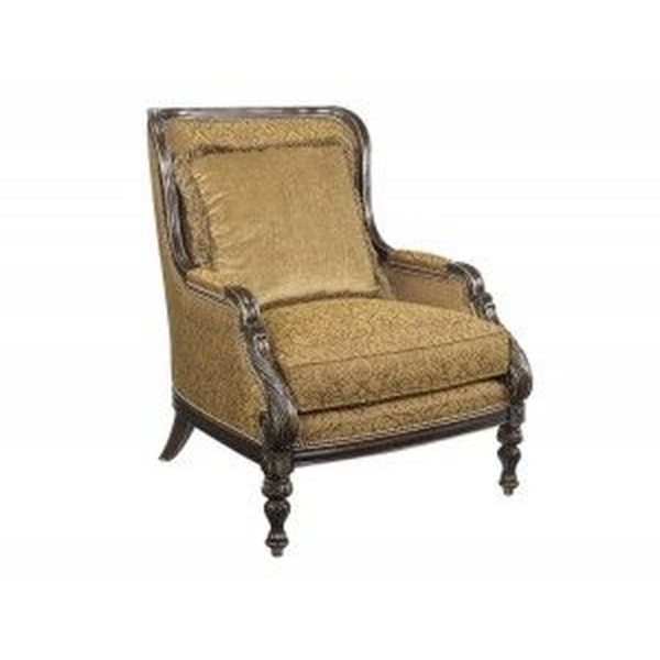 Classic Style Gold Fabric Sofa with Ornate Wood Frame