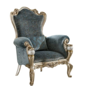 Classic Style Blue Velvet Sofa with Silver Wood Frame