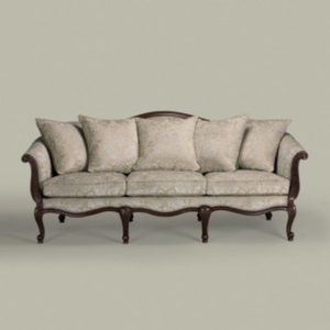 Classic Beige Sofa with Wood Frame