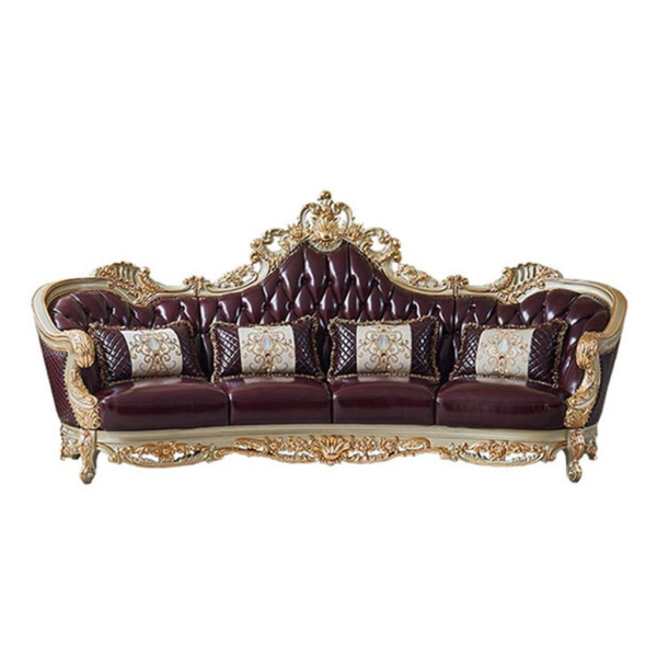 Classic Style Burgundy and Gold Sofa