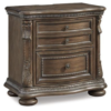 Classic Style Wood Nightstand with Carved Design, Brown Finish, Daabadi Furniture supplier