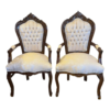 Classic Victorian Dining Chairs with beige upholstery