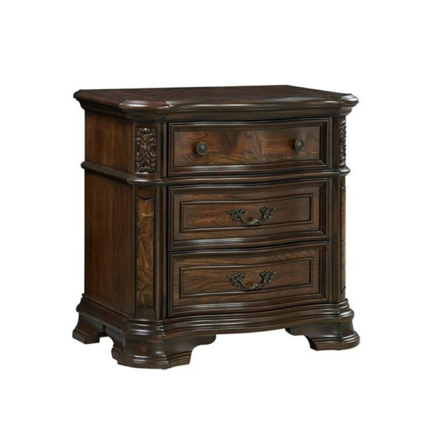 Classic Victorian Nightstand with Wood Frame and Brown Finish