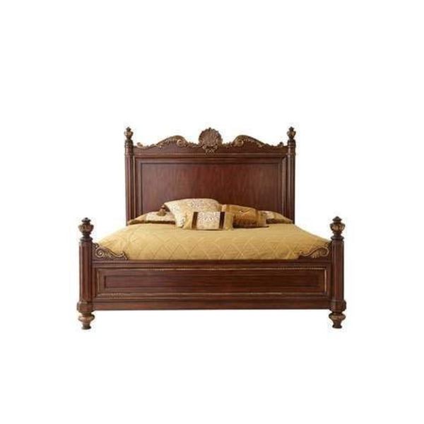 Classic Victorian Style Bed with Intricate Wood Carvings