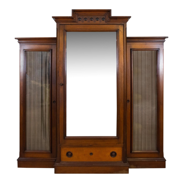 Classic wooden wardrobe with glass doors