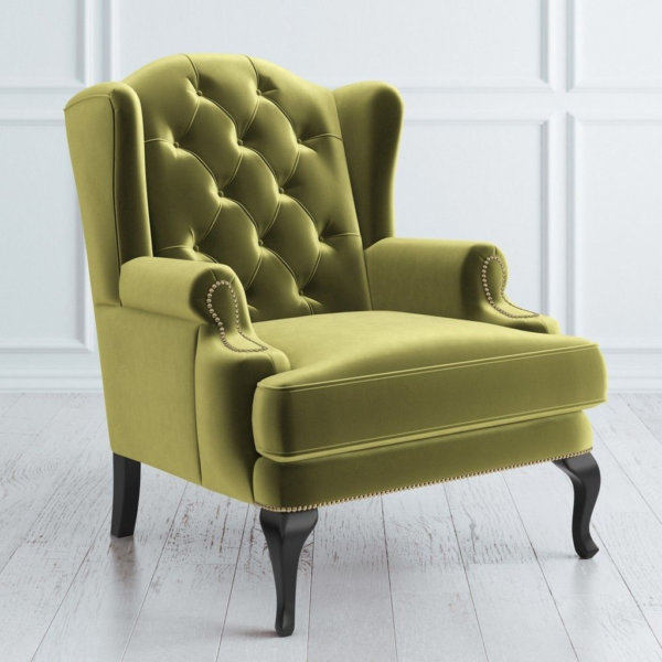 Olive Green Velvet Wingback Sofa