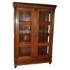 Classic Brown Wooden Wardrobe with Glass Doors