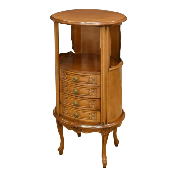 Classic bedside table with wood and four drawers