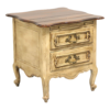 Classic bedside table with wood construction and beige finish