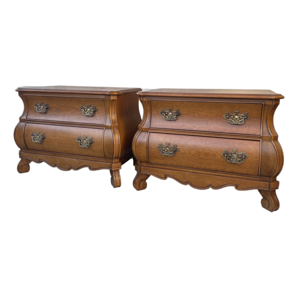 Classic bedside table with wooden brown finish