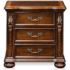 Classic brown wood nightstand with three drawers