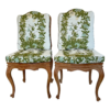 Classic floral upholstered dining chair with wood frame