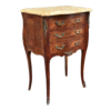 Classic wood and marble nightstand with three drawers