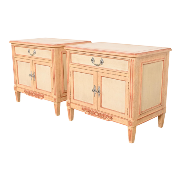 Cream Wood French Provincial bedside table with Drawer