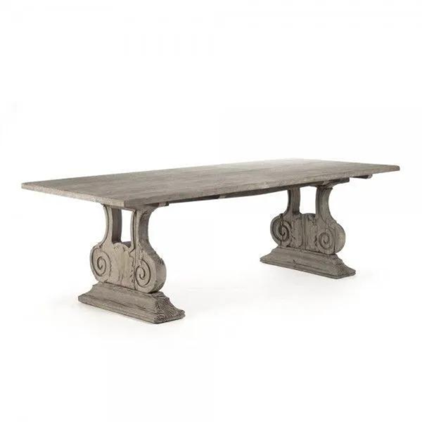 Mid-Century Modern Rustic Gray Wood Dining Table