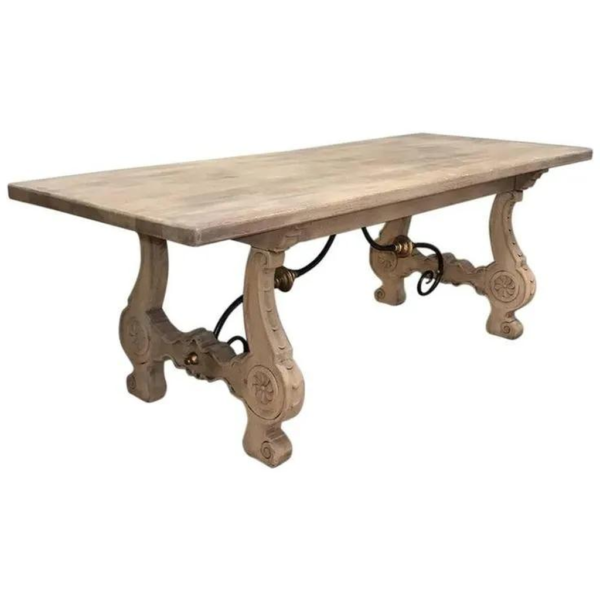 Rustic 19th Century Farmhouse Dining Table with Wood and Iron Accents