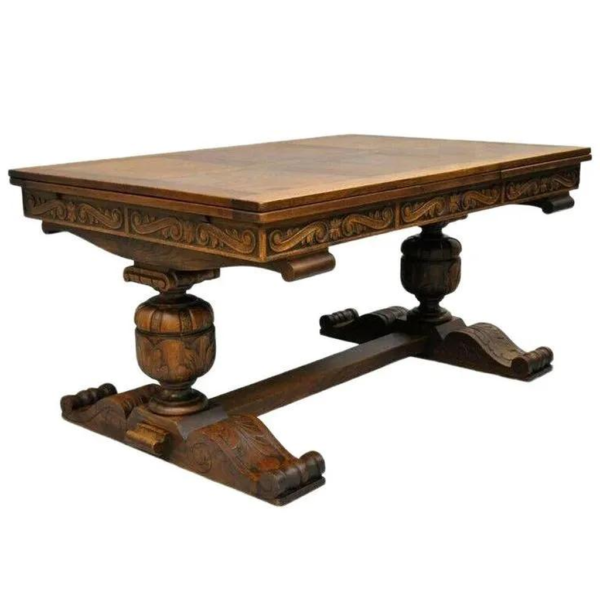 Antique Style Wood Dining Table Expandable Design
