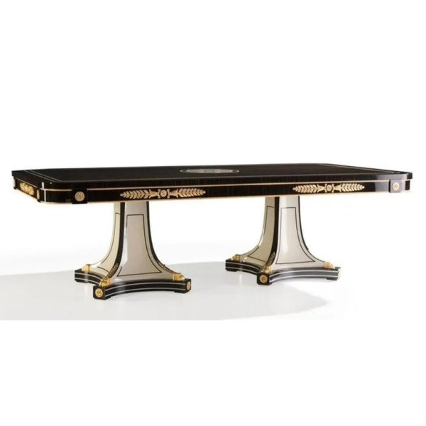Mid-Century Modern Black and Gold Dining Table