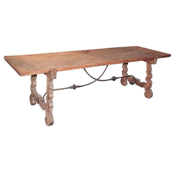 Renaissance Style Wood Dining Table with Iron Support by Daabadi Furniture manufacturer