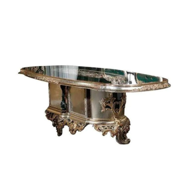 Baroque Oval Dining Table Silver Wood Antique Design