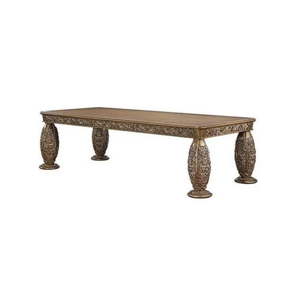 Victorian Era Brown Wooden Dining Table with Ornate Carvings
