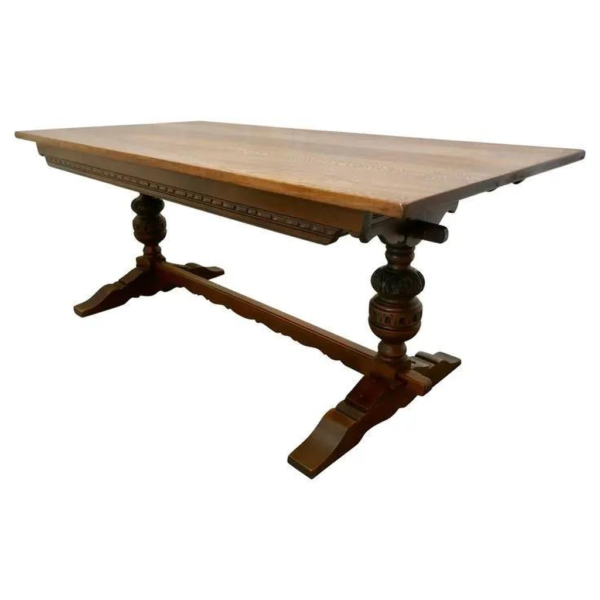 Renaissance Style Dining Table with Intricate Wood Carvings