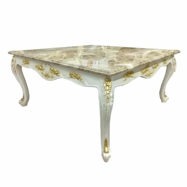 Classic French Style Marble Dining Table with Golden Carvings
